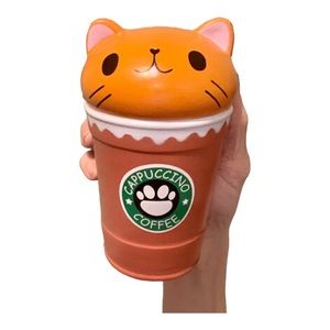 Kawaii Cat-Puccino! ^◕ ω ◕^ Mochi Squishies: Slow Rising Squishy Toy Red & White